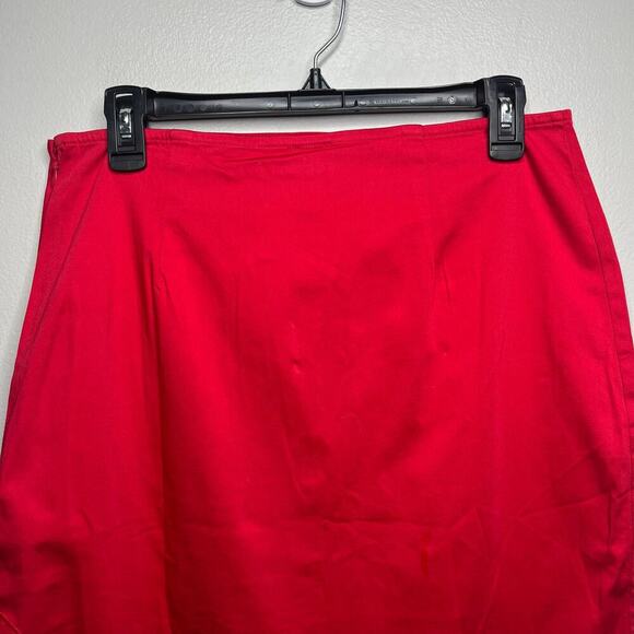 NWT Maeve Anthropologie Bow Midi Pencil Skirt Red Size 12 Side Slit Stretch - Picture 8 of 14